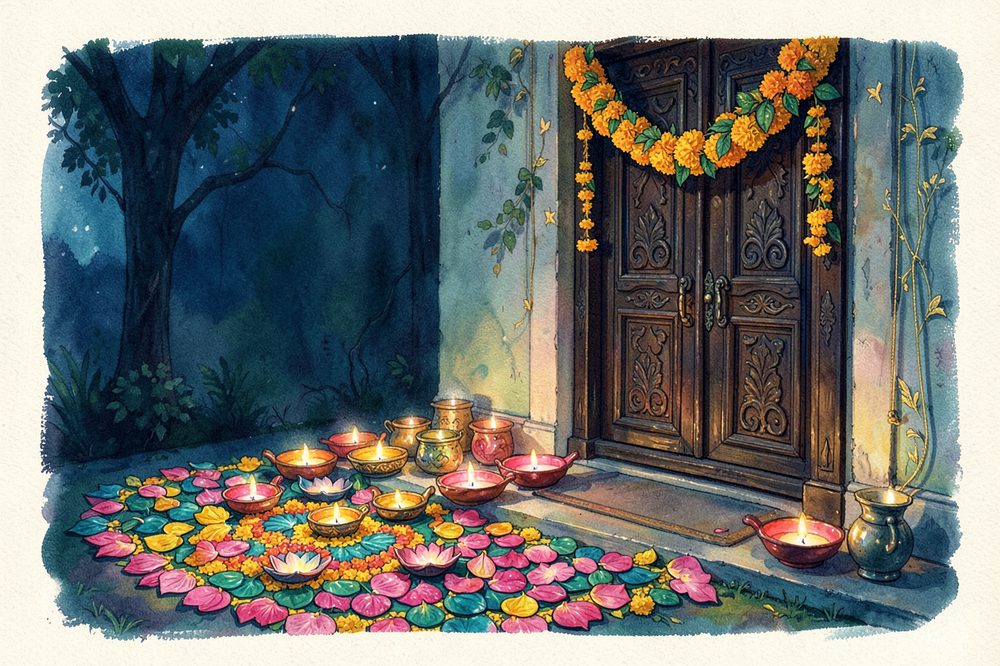 Diyas lit for Diwali